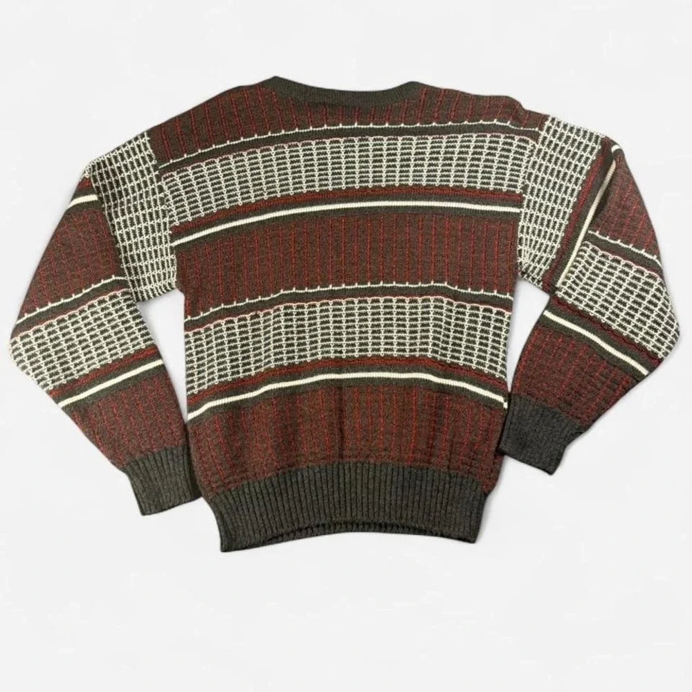 VTG 80s Jantzen Coogi Style Knit Sweatshirt Red/White/Gray Size M‎